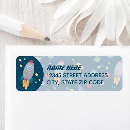 Teruggaveadreslabels voor Outer Space Fun Etiket (Insitu)