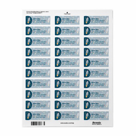 Teruggaveadreslabels voor Outer Space Fun Etiket (Full Sheet)