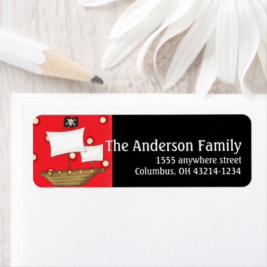 Teruggaveadreslabels voor piraatschepen etiket (Insitu)
