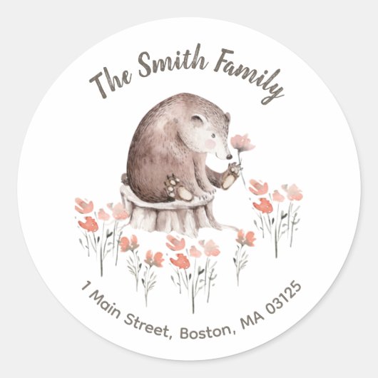 Teruggaveadreslabels voor Woodland Beer Ronde Sticker (Voorkant)