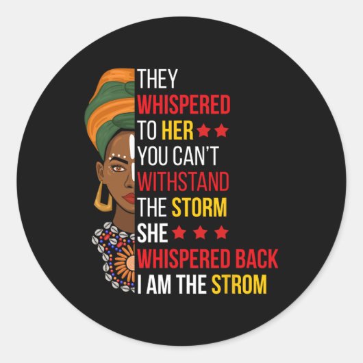 teruggefluisterd ben ik het Storm bhm trots afrika Ronde Sticker (Voorkant)