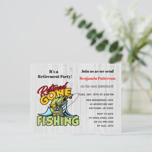 Teruggetrokken en Gegaan vissend de Partij van de Uitnodiging Briefkaart (Staand voorkant)
