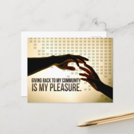 "Teruggeven is plezier" Motivatiebevestiging Briefkaart
