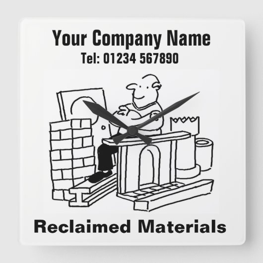 Teruggewonnen materialen Bedrijfswandklok met Kant Vierkante Klok (Voorkant)