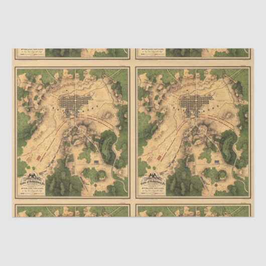 teruggezette gevechtsenkaart van Gettysburg, ontk Tissuepapier (Voorkant)