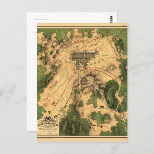  teruggezette gevechtskaart van Gettysburg, 1863 Briefkaart