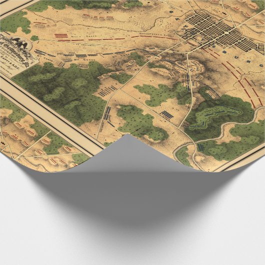  teruggezette gevechtskaart van Gettysburg, 1863 Cadeaupapier (Hoek)