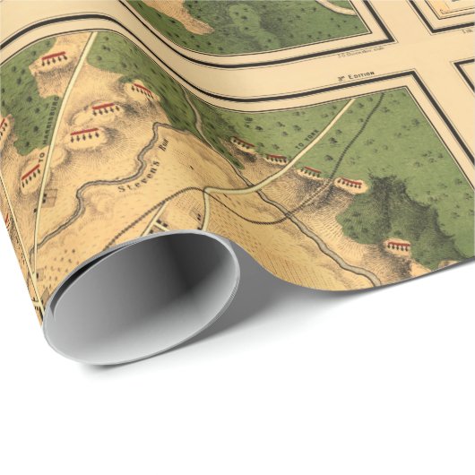  teruggezette gevechtskaart van Gettysburg, 1863 Cadeaupapier (Rol Hoek)