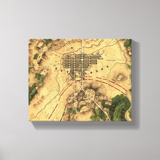  teruggezette gevechtskaart van Gettysburg, 1863 Canvas Afdruk (Voorkant)