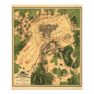  teruggezette gevechtskaart van Gettysburg, 1863 Foto Afdruk