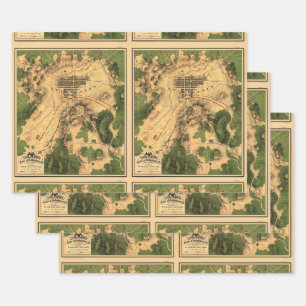 teruggezette gevechtskaart van Gettysburg, 1863 Inpakpapier Vel