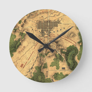  teruggezette gevechtskaart van Gettysburg, 1863 Ronde Klok