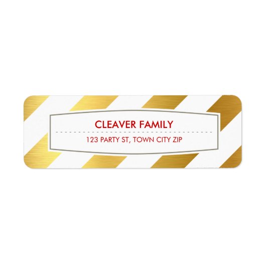 TERUGKEER ADDRESS brede strips met glanzend goudfo Etiket (Voorkant)