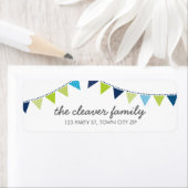 TERUGKEER ADDRESS kleurrijke leuke kleine blauwe g Etiket (Insitu)