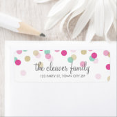 TERUGKEER ADDRESS schattige confetti polka dot kle Etiket (Insitu)