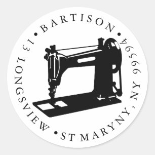 terugkeer adres naaien Handgemaakte bedrijfsnaam Ronde Sticker
