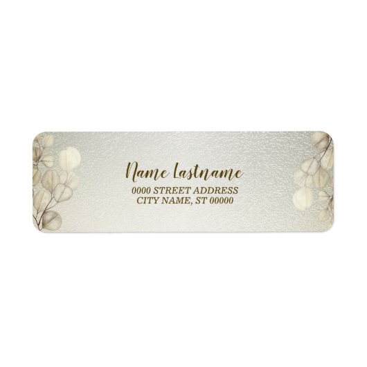 Terugkeer Adres Partij Waterverf Golden Eucalyptus Etiket (Voorkant)