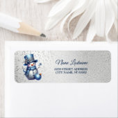 Terugkeer Adres Snowman Kerst Winter Elegant Etiket (Insitu)