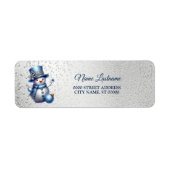 Terugkeer Adres Snowman Kerst Winter Elegant Etiket (Voorkant)