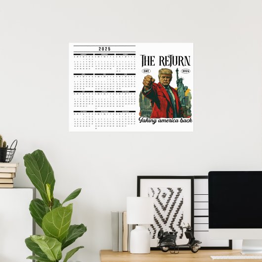 Terugkeer naar de Amerikaanse kalender 2025 Poster (Thuiskantoor)