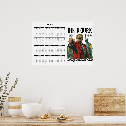 Terugkeer naar de Amerikaanse kalender 2025 Poster (Keuken)