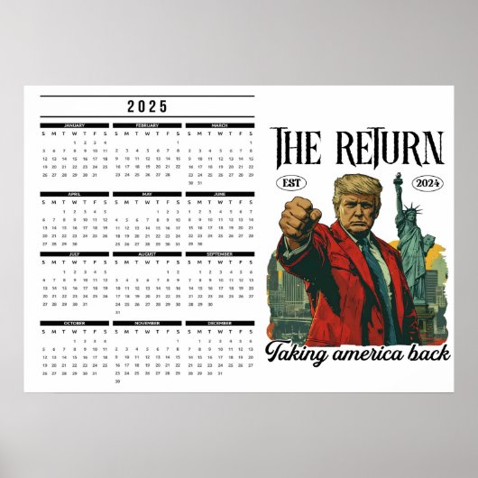 Terugkeer naar de Amerikaanse kalender 2025 Poster (Voorkant)