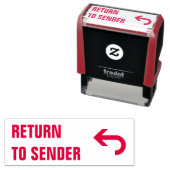 "TERUGKEER NAAR VERZENDER" + gebogen Pijl Zelfinktende Stempel (In situ)
