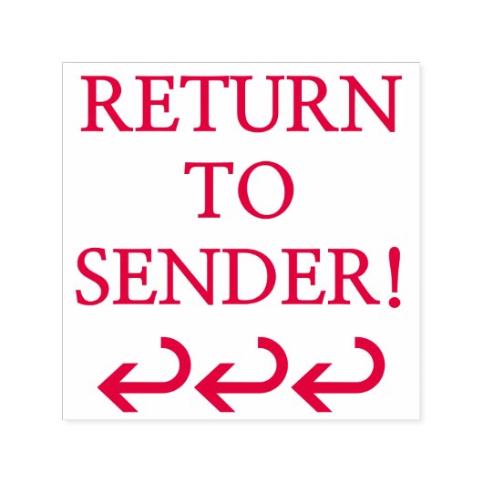 "TERUGKEER NAAR VERZENDER!" + Krulde Pijl Rubber S Zelfinktende Stempel (Design)