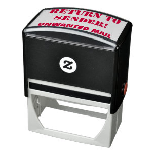"TERUGKEER NAAR VERZENDER!", "ONGEWENSTE MAIL" Rub Zelfinktende Stempel