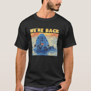 Terugkeer van astronauten van ruimtestation met do t-shirt