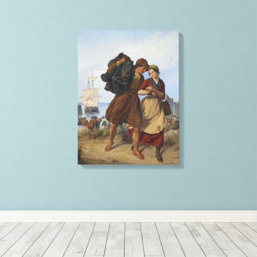 Terugkeer van de visser (door Rudolf Jordan) Canvas Afdruk (Insitu (Houten vloer))