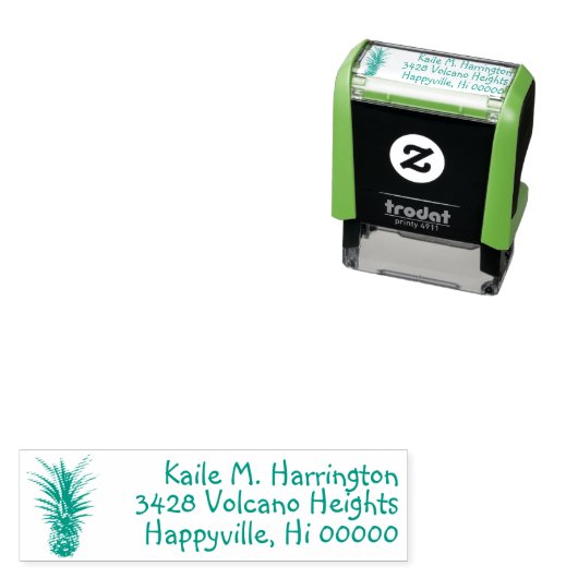 Terugkeeradres ananas: herbruikbare rubberen stemp  zelfinktende stempel (In situ)