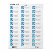 Terugkeeradres Aqua paarse waterverf monogram Etiket (Full Sheet)