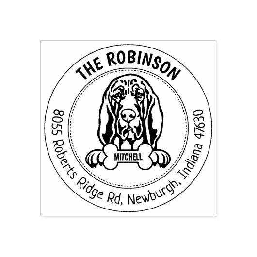 Terugkeeradres bloedhond rubberstempel (Afrduk)