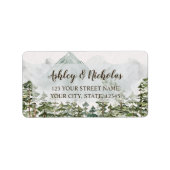 Terugkeeradres bos en Waterverf van de bergen Etiket (Voorkant)