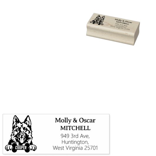 Terugkeeradres Duitse herdershond Rubberstempel (Gestempeld)