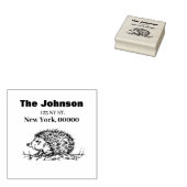 Terugkeeradres en familienaam van de egel rubberstempel (Gestempeld)