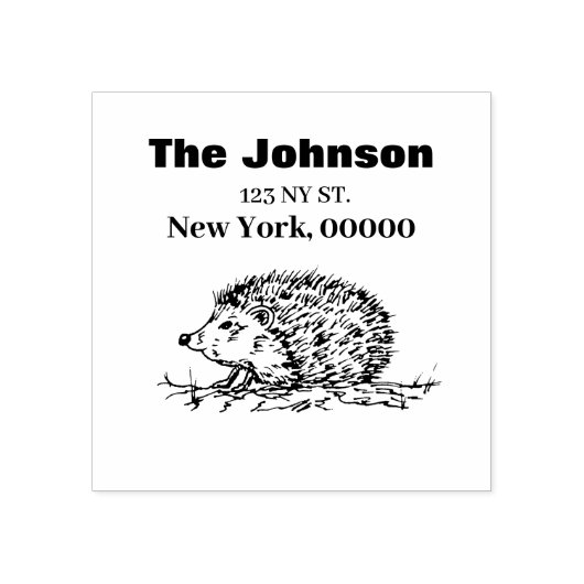 Terugkeeradres en familienaam van de egel rubberstempel (Afrduk)
