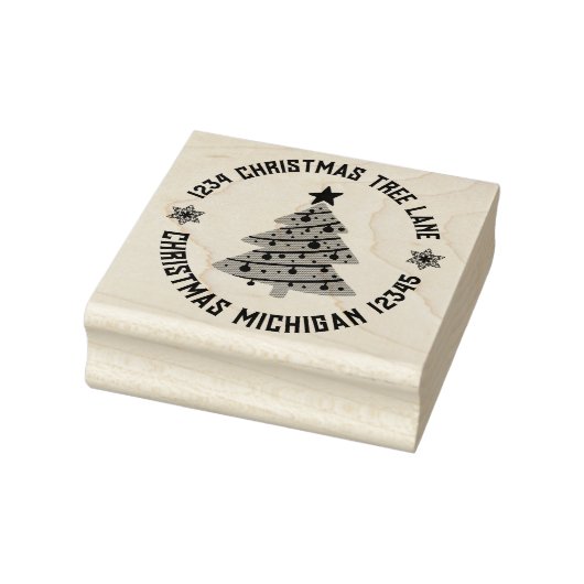 Terugkeeradres kerstboomstructuur rubberstempel (Stempel)