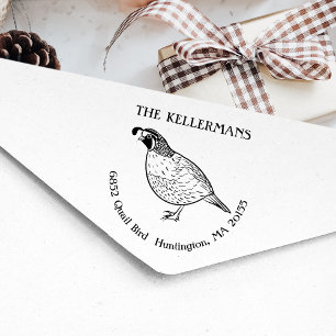 Terugkeeradres kwartelvogel rubberstempel