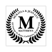 Terugkeeradres Monogram Klassieke Laurel krans Rubberstempel (Afrduk)