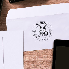 Terugkeeradres Russische blauwe kat Rubberstempel