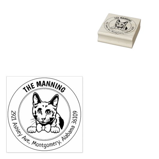Terugkeeradres Russische blauwe kat Rubberstempel (Gestempeld)