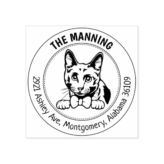 Terugkeeradres Russische blauwe kat Rubberstempel (Afrduk)