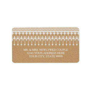 Terugkeeradres Rustieke  Kant Kraftpapier-Document Etiket