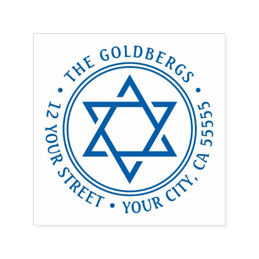 Terugkeeradres Star of David Zelfinktende Stempel (Design)