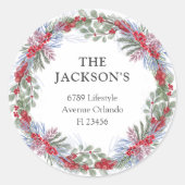 Terugkeeradres van de kerstkrans ronde sticker (Voorkant)