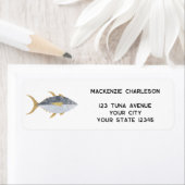 Terugkeeradres van de tonijnvis etiket (Insitu)