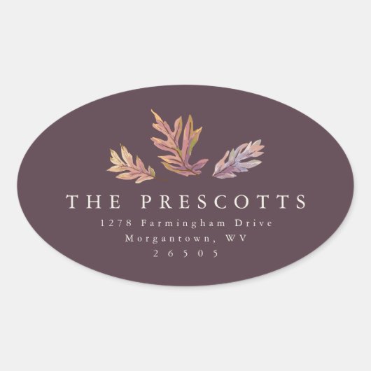 Terugkeeradres van eindbladeren ovale sticker (Voorkant)