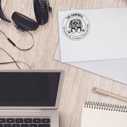 Terugkeeradres van Morkie Dog Rubberstempel